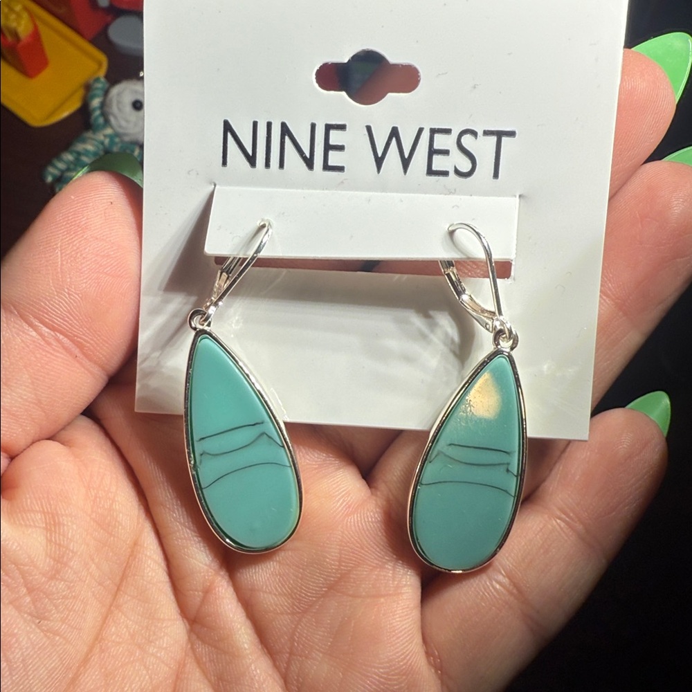 Nine West Teal Teardrop Earrings